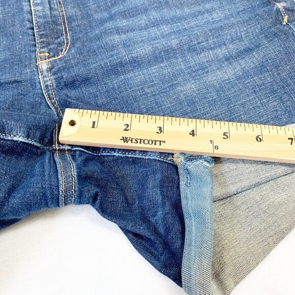 Pilcro and the Letterpress stretch mid-rise stet fit dark wash denim jean shorts - Picture 8 of 12